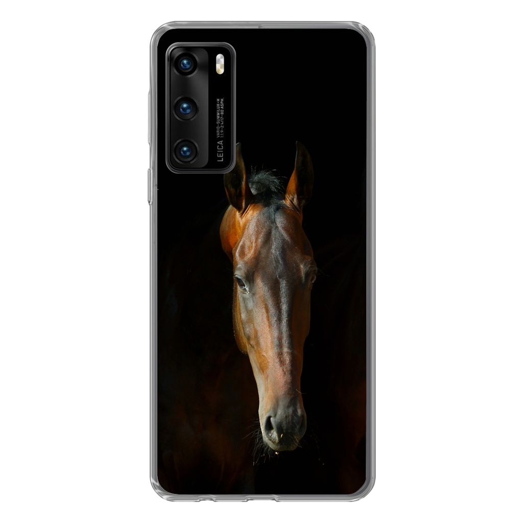 MuchoWow Handyhülle Schutzhülle Hülle für Huawei P40 Pferde - Tiere - Braun Silikon Softcase Handy Hülle - Handytasche