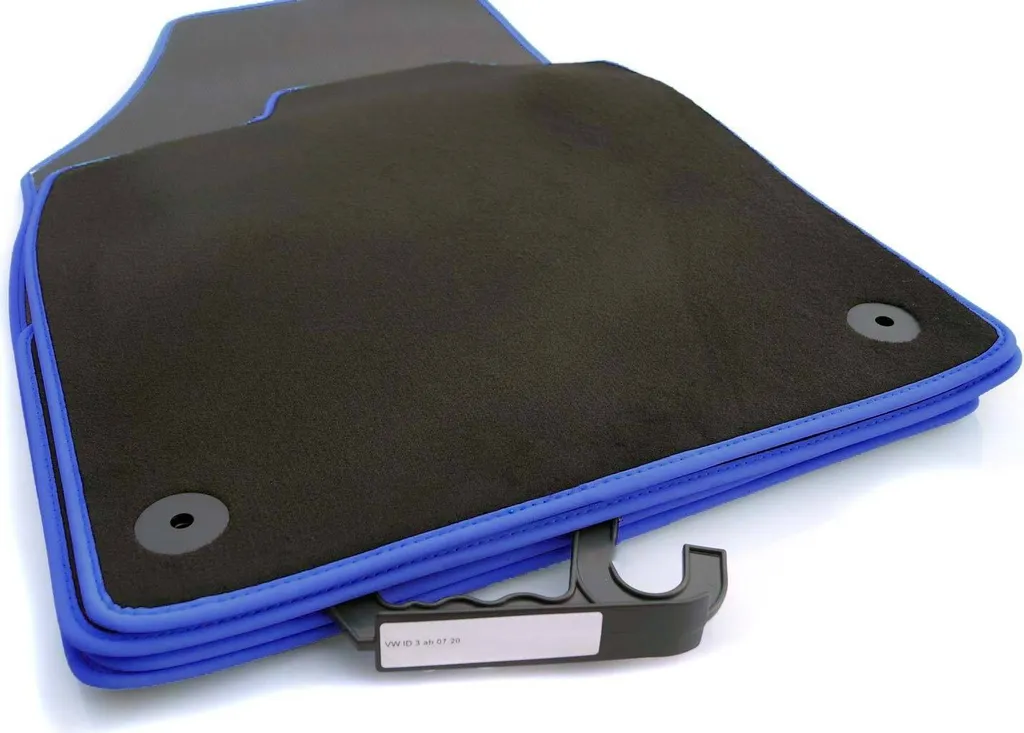 Tappetini adatti per VW ID3 ID.3 Tappetini per auto Premium velours auto elettrica blu / nero 4 pezzi