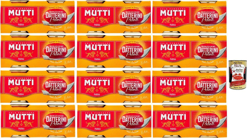 Mutti salsa datterini pomodorini pelati, Mutti Datterini geschälte Kirschtomaten, Zart und Süßigkeiten, pasta sauce, 100% italienische Tomaten 2...