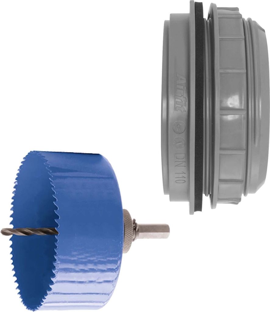 Anschraub-Muffe DN 110, KS-grau, inkl. Kreisschneider Ø 121 Produktbild 