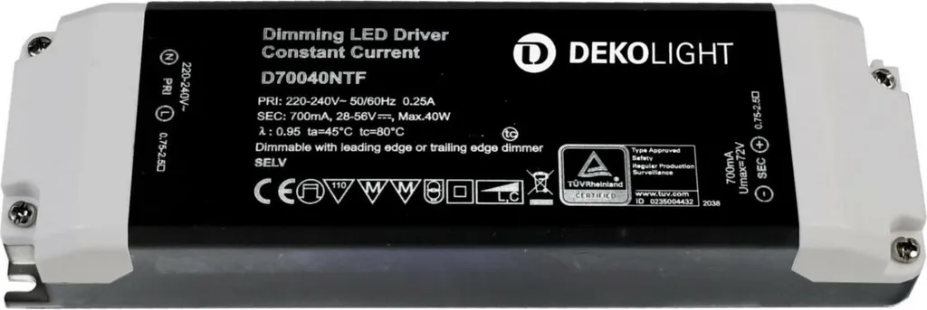 Transformateur LED Dimmable 40W CC 700mA Deko-Light pour Dalle Lumineuse