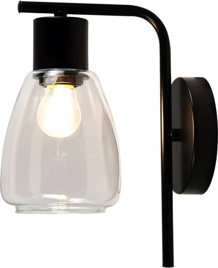 Applique pour salon et chambre MOLDO noire avec verre clair E27 40W