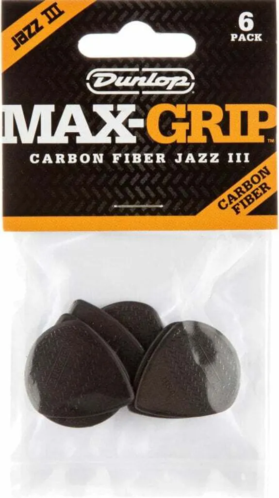 Médiator Dunlop 471P3C Jazz III Carbon Antidérapant Max Grip pour Solo