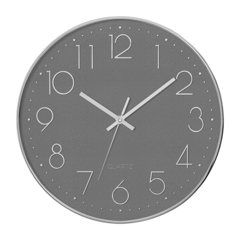 Silent Wanduhr Schlafzimmer-Uhr mit Silent-Mechanik grau 30 cm Durchmesser - Atmosphera