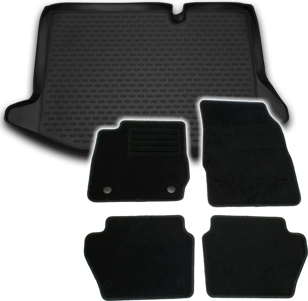 Gummi-Kofferraumwanne + Fußmatten Set für Ford Fiesta MK7, Bj. 4/2011-2015