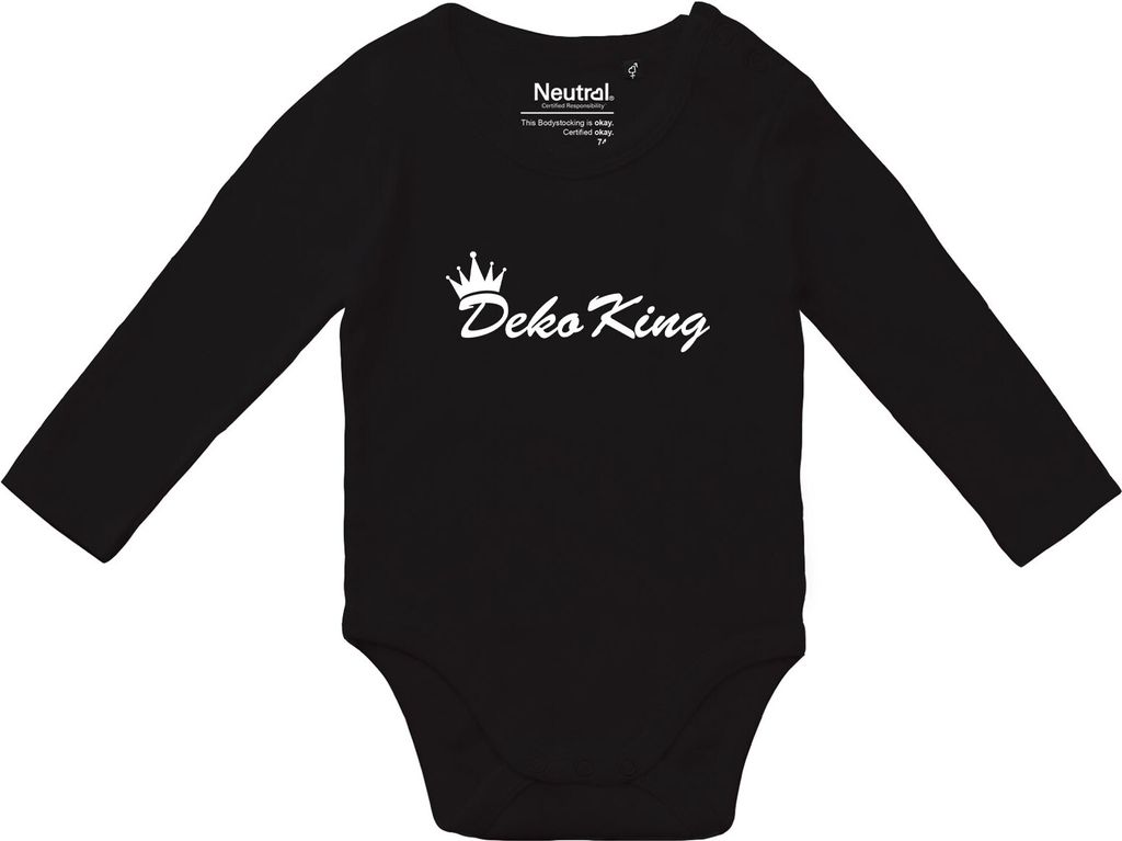 Huuraa Baby Body Deko King Krone 68 Black Baumwolle Fairtrade Langarmbody Geschenkidee