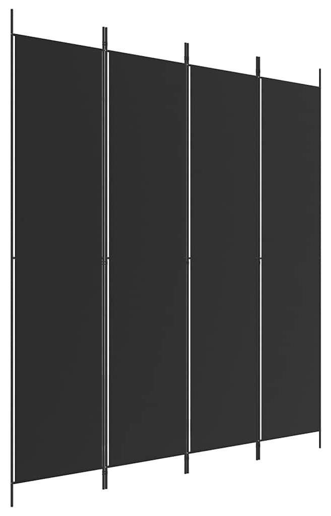 vidaXL Paravento a 4 ante, nero, 200x220 cm, in tessuto Immagine del prodotto 
