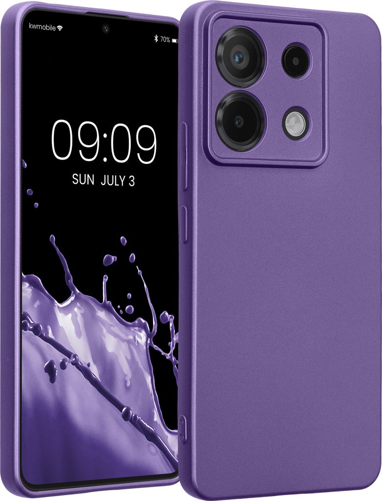 kwmobile Handyhülle kompatibel mit Xiaomi Redmi Note 13 Pro 5G / Poco X6 5G Hülle - weiche Silikon Case metallisch schimmernd in Metallic Blauvio...