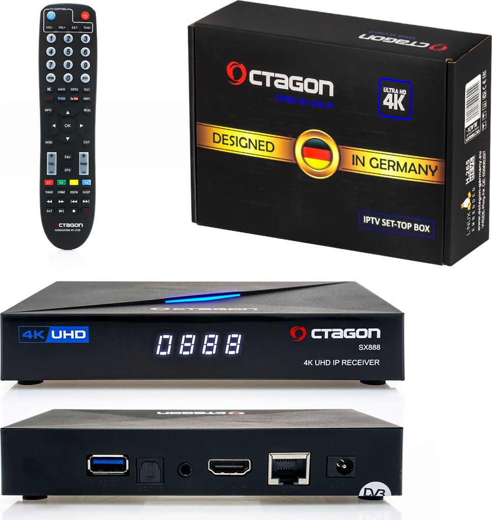 OCTAGON SX888 V2 4K UHD IP H.265 HEVC Set-Top Box IPTV Immagine del prodotto 