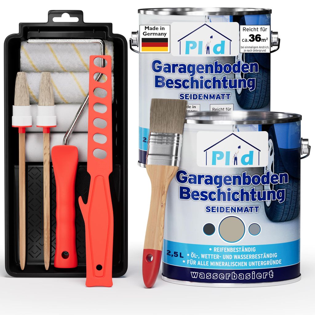 Plid Garagenbodenbeschichtung 5L Kieselgrau – für ca. 36m² / Betonbodenfarbe & Versiegelung – abriebfest & strapazierfähig