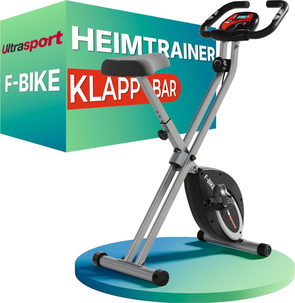 Ultrasport Heimtrainer Fahrrad Klappbar I Hometrainer Fahrrad Klappbar Extra Leise bis 130 KG mit Komfort-Sattel I Fitnessbikes, Indoor Bike, Trimm...