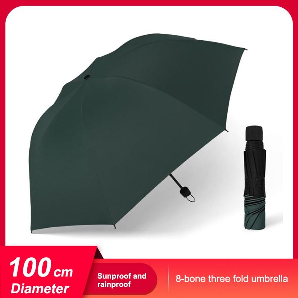 Schwarzer Vinyl-Regenschirm ?Rain and Shine¡° mit doppeltem Verwendungszweck, acht Rippen, manuelles oeffnen und Schliessen, 99 cm Durchmesser, u...