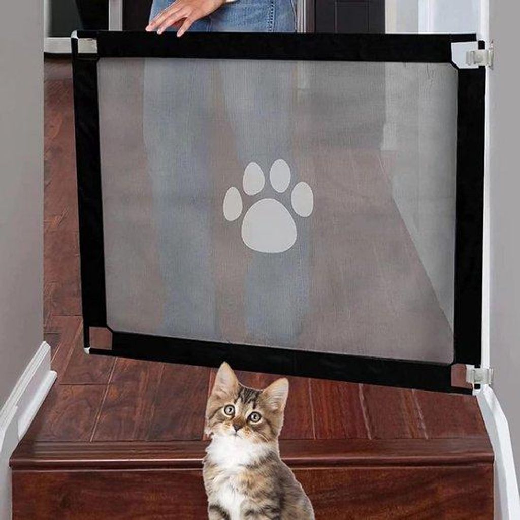 Expansionsbarriere für Treppe und Eingang - Ohne Bohren - Sicherheitszaun für Hunde oder Katzen (100x80 cm)