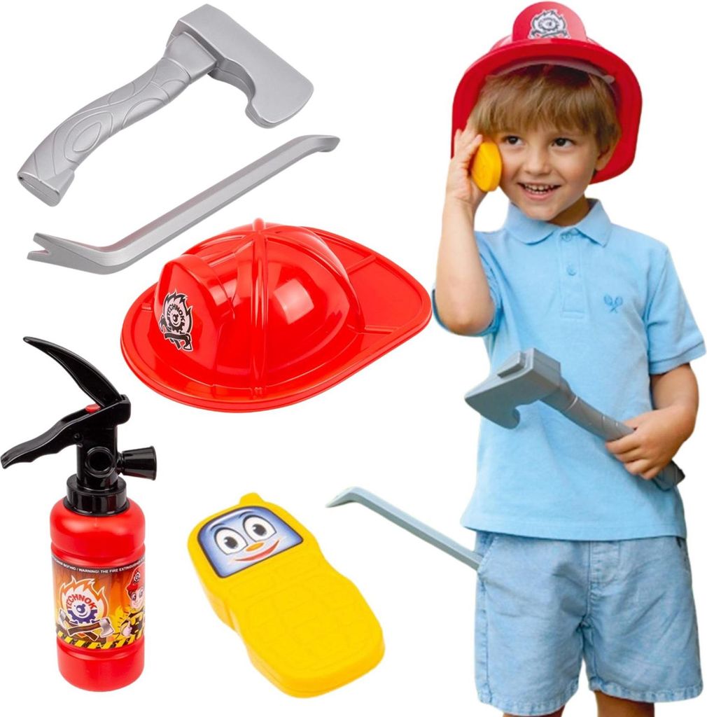 Feuerwehr-Set Feuerwehrhelm Brecheisen Telefon Feuerlöscher für Feuerwehrmann 8591
