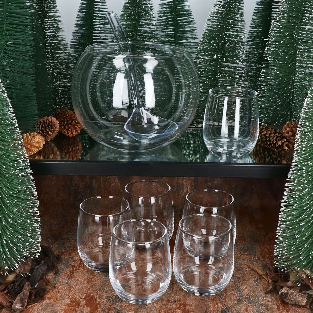 8tlg Bolle Bowle Set Glas-Schale 3,3L Bowlegläser 350ml