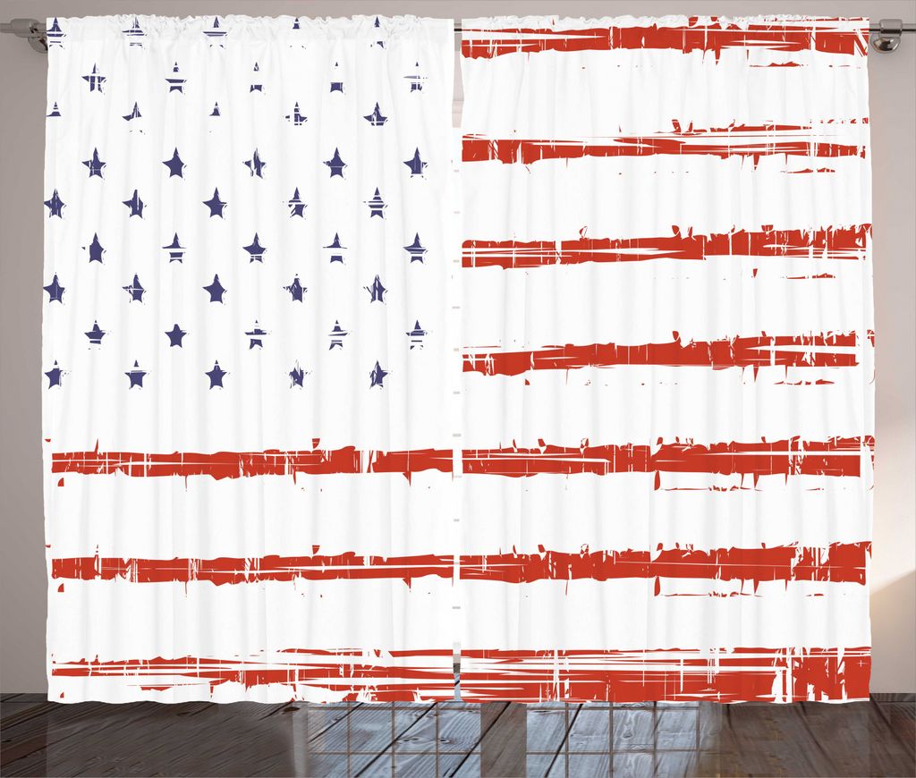 ABAKUHAUS amerikanisch Rustikaler Vorhang, Vector Grunge Texture, Wohnzimmer Universalband Gardinen mit Schlaufen und Haken, 280 x 245 cm, Weiß Bl...