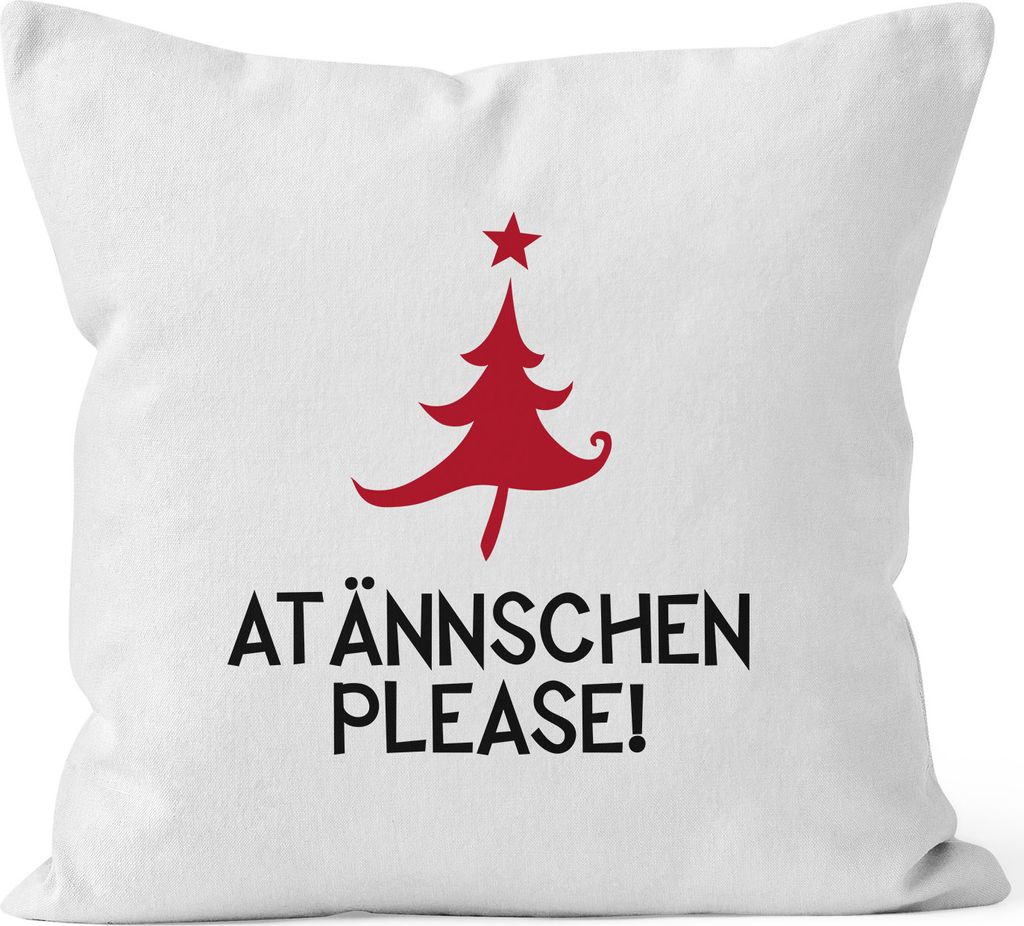 Kissenbezug Atännschen please! Weihnachts-Deko-Kissen Geschenk MoonWorks weiß unisize