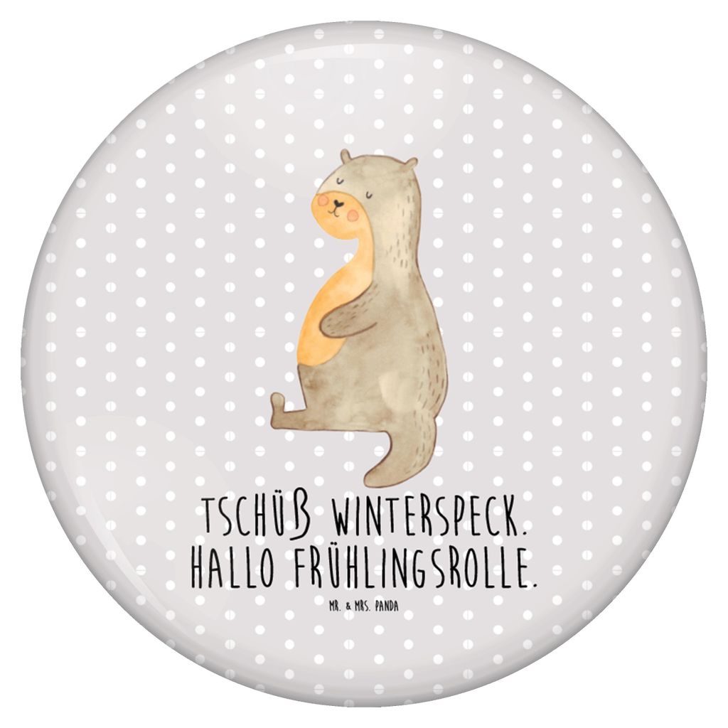 Mr. & Mrs. Panda Pin Otter Bauch - Grau Pastell - Geschenk, Sportmuffel, Sprüche Button, Anstecker, dick, Plakette, Badge, Seeotter, Essen. Foodlo...