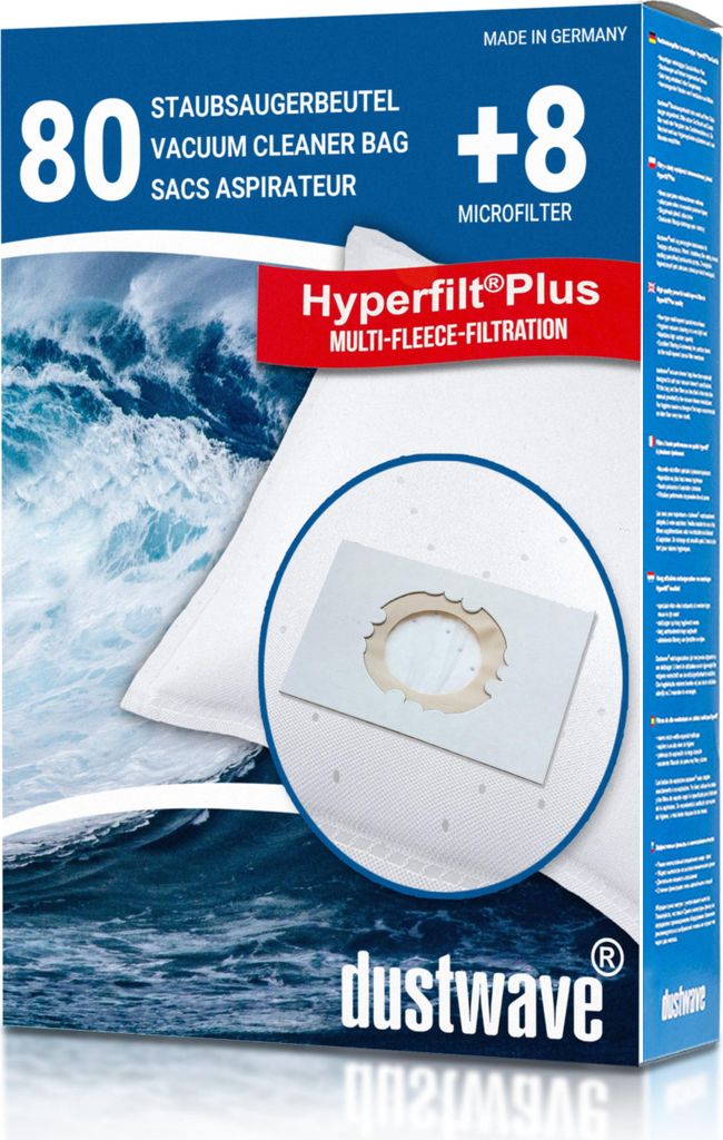 80 Staubsaugerbeutel + 8 Filter mehrlagiges Micro-Vlies für MIELE geeignet und kompatibel mit Swirl M40 M49 M54 M55 & Miele Typ G/N GN - dustwave...