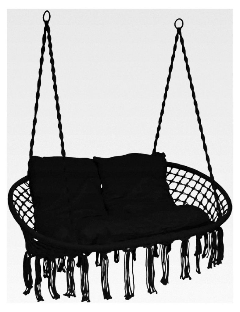 Hängesessel für 2 Personen – Boho Hängeschaukel für Garten, Terrasse, Balkon und Wohnzimmer – bis 300 kg belastbar – inkl. 3 Kissen – S...