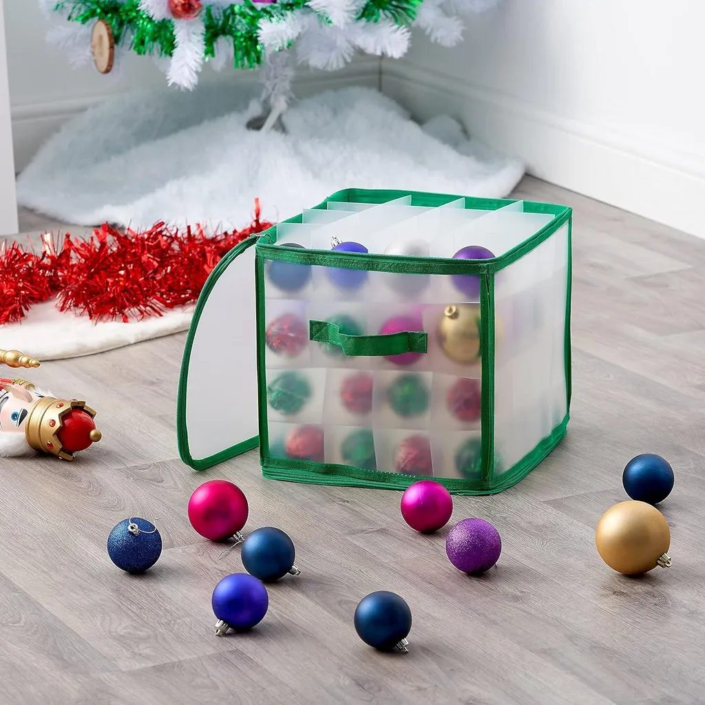 Boîte à boules de Noël pour 64 décorations, rangement avec séparateurs