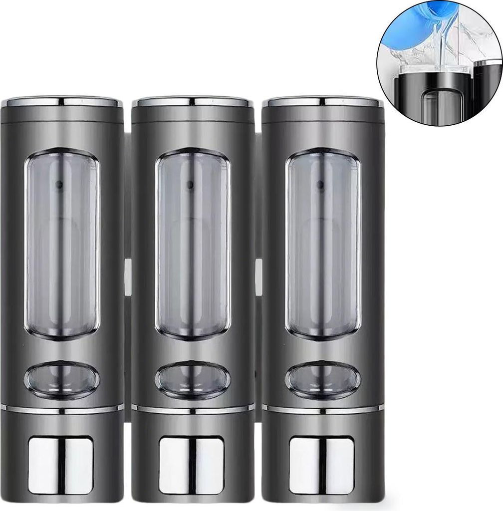Wand-Seifenspender 400ml, Pressfunktion Handseifenspender, Duschseifenspender abnehmbar, kompatibel mit Flüssigseife