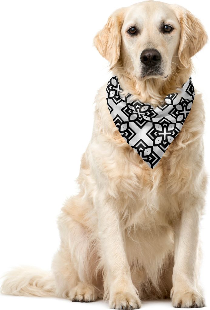ABAKUHAUS Abstrakt Haustier Bandana, Monochrome Vintage-Motiv, 40x40 cm, Charcoal Grau und Weiß