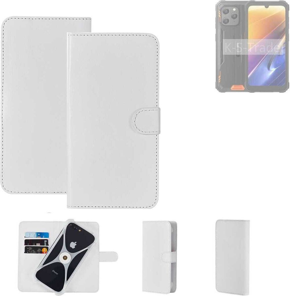 K-S-Trade Handy Hülle Schutz Hülle kompatibel mit Blackview BV5300 Plus Cover Case Bookstyle Bumper weiß 1x