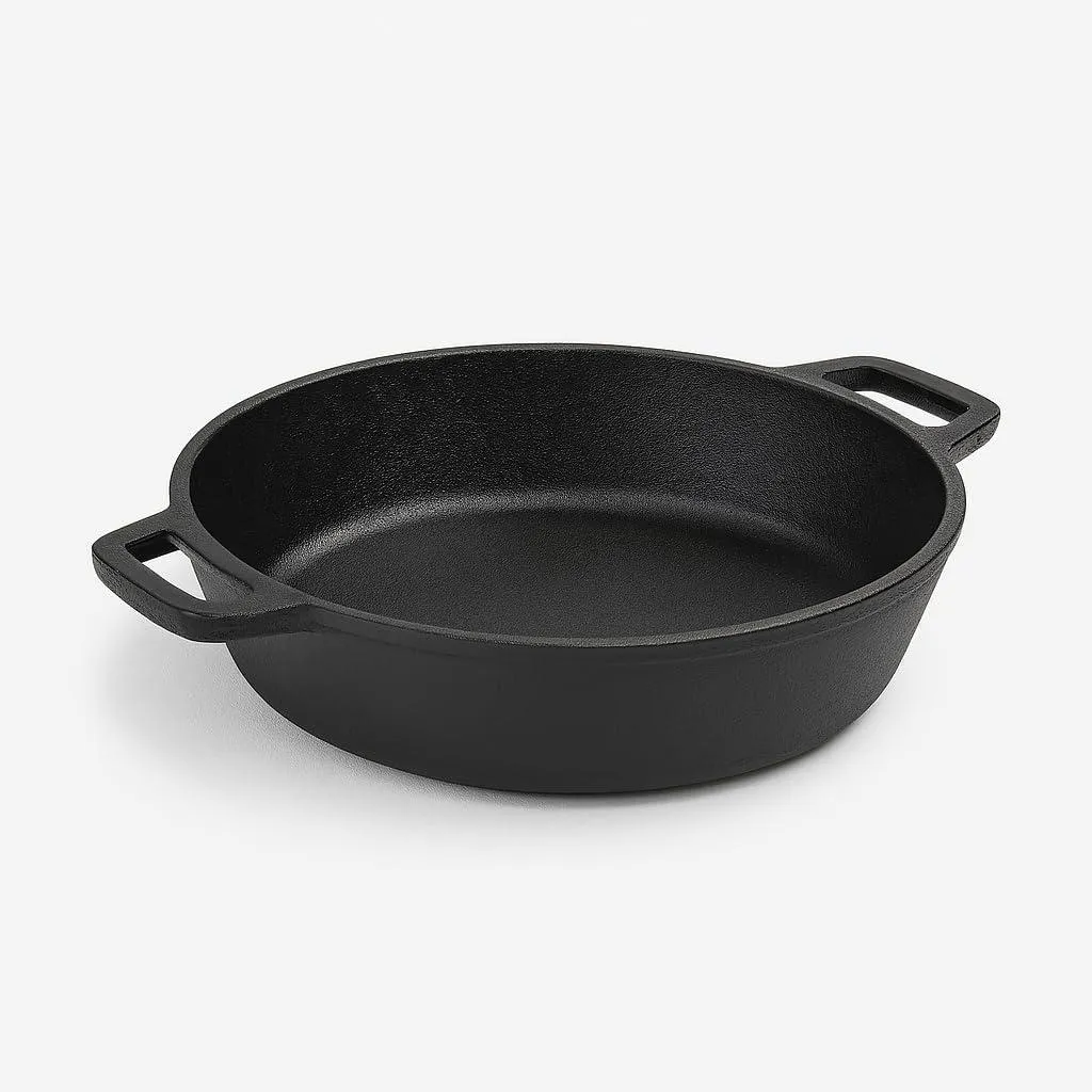 MAYSTERNYA Padella rotonda in ghisa per grigliare - ø 34 x 4 cm - Accessori per barbecue - Padella robusta per cucina all'aperto, forno e grill - Nero