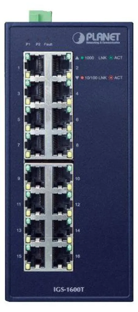Switch Industriel PLANET 16 Ports 10/100/1000T Rail Din Gigabit Ethernet