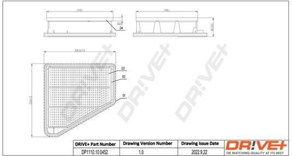 Dr!ve+ DP1110.10.0452 - OE 17220R3LG01 Luftfilter für Civic IX, Civic VIII, Civic X