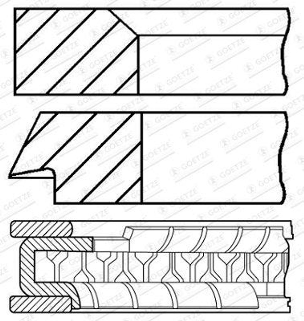 GOETZE ENGINE 08-446900-00 Kolbenringsatz OE 2304025200 kompatibel mit Malibu, Alphard, L400, Outlander, Sorento, Patriot, Compass, Cherokee, Tucso...