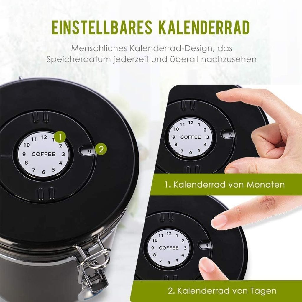 Kaffeedose, 1,5 L Luftdicht Kaffeebehälter, Edelstahl Produktbild 4