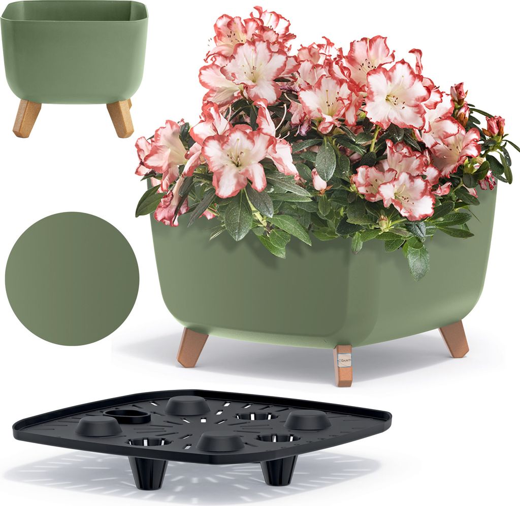 Blumentopf Dekotopf auf Beinen Blumen 39 cm Pflanztopf Für Das Haus, Den Garten Grün