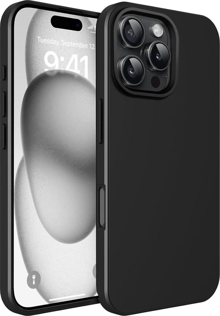 Silikon Hülle für Apple iPhone 16 Pro Schutzhülle Matt Schwarz Backcover Handy Case