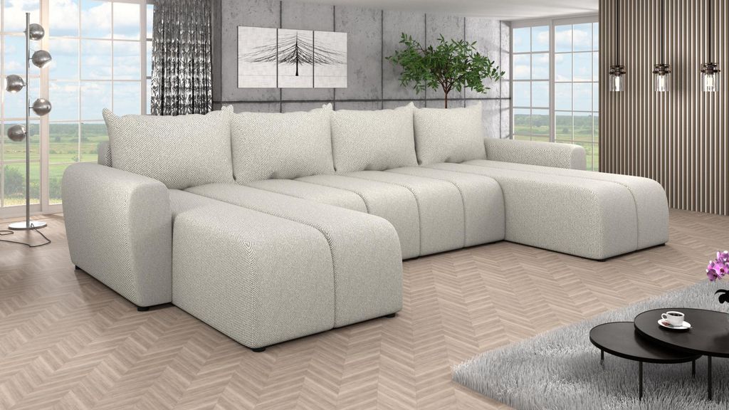 Couchgarnitur Ecksofa Sofa Sofagarnitur Paula U mit Schlaffunktion Wohnlandschaft