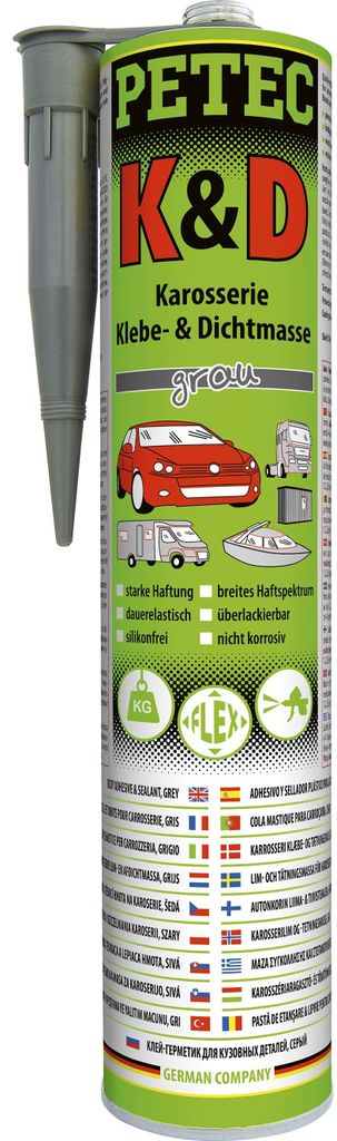 Petec K&D Klebemasse Dichtmasse Karosserie Kleber grau Produktbild 