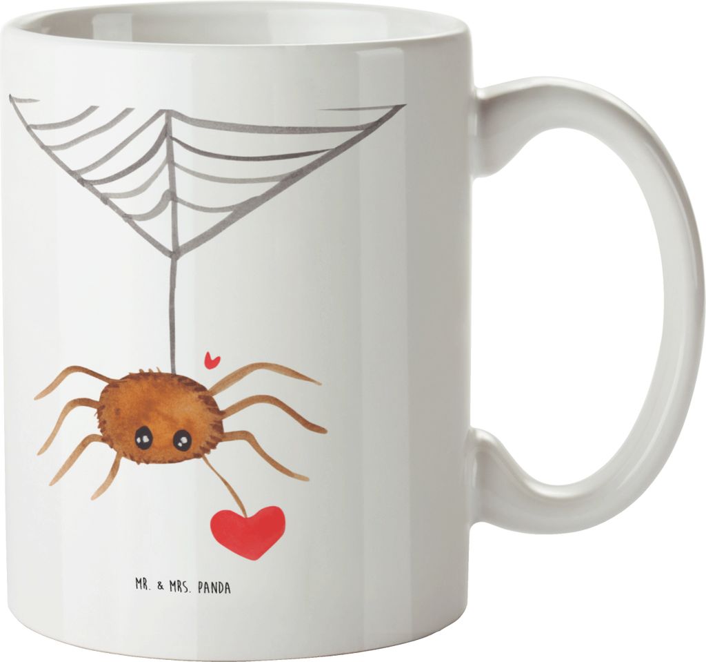 Mr. & Mrs. Panda Henkelpott Spinne Agathe Liebe - Weiß - Geschenk, haferl, Liebesbeweis, Kaffeepott, kaffeetasse bedruckt, Liebesgeschenk, Verlieb...