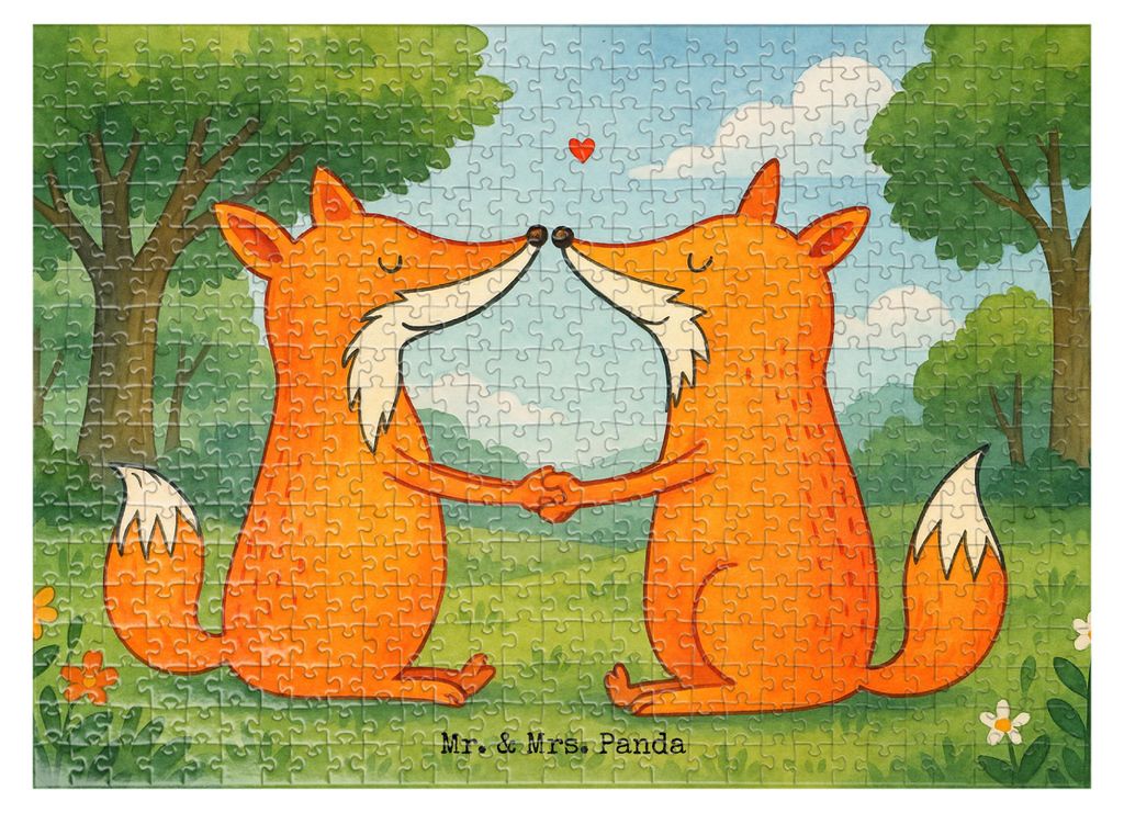 Mr. & Mrs. Panda Puzzlespiel Füchse Liebe Design 551 Teile - Weiß - Geschenk, 1000 Puzzle, 500, Fuchs, 300, Freundin, Partner, Legespiel, 2000