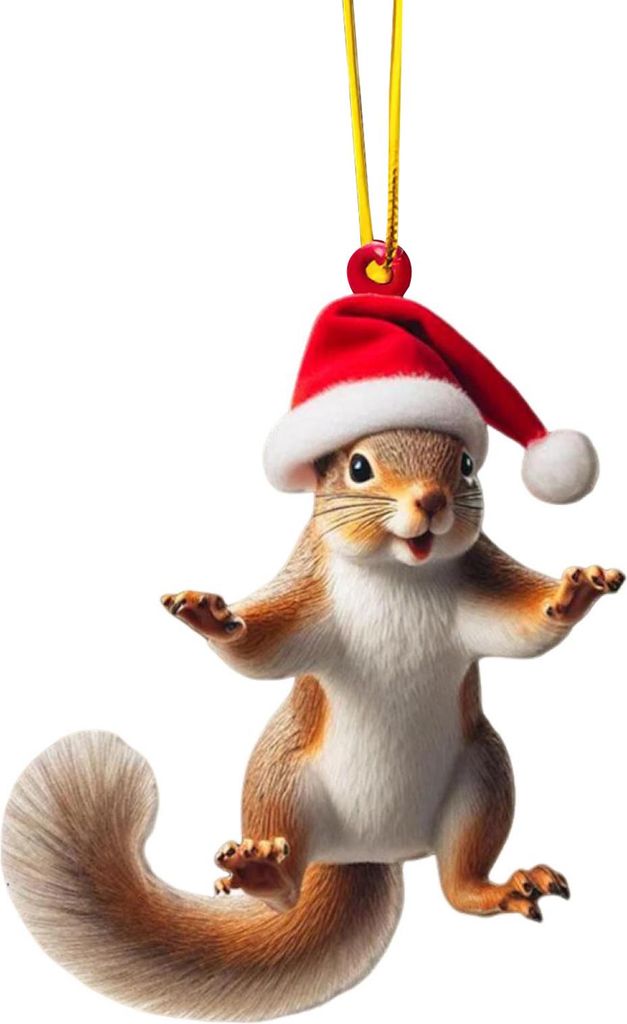 2D-Acryl-Weihnachtsornament, niedlicher flacher Eisbär/Oktopus/Papagei, Tieranhänger für den Auto-Rückspiegel, Auto-Innenausstattung für Fenst...