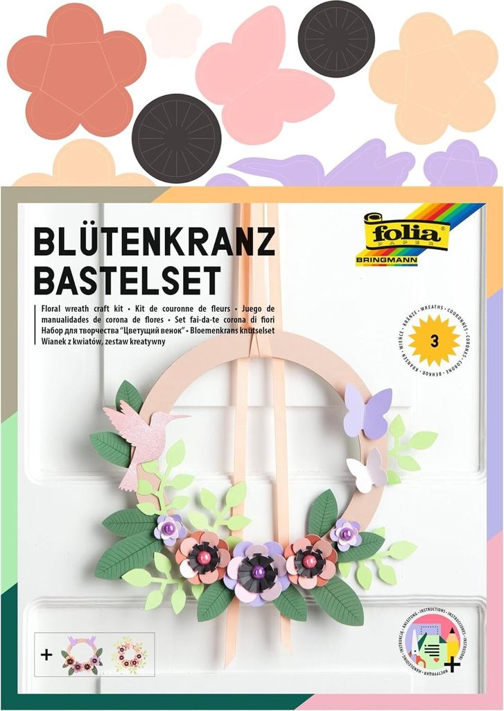 folia 21904 - Bastelset Blütenkranz, Komplettset für 3 Produktbild 