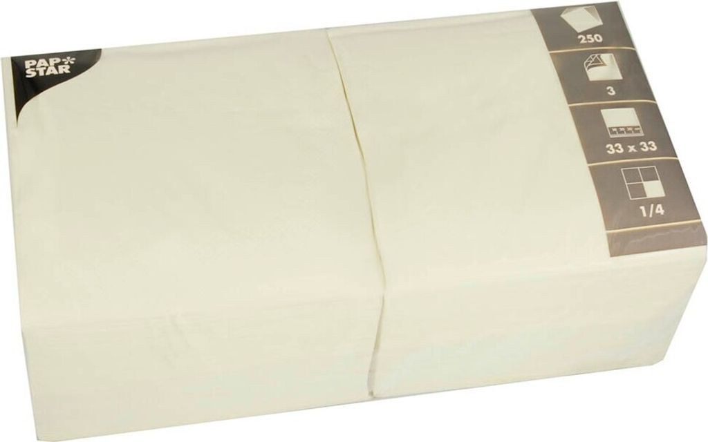 250 ubrousků, třívrstvé, 1/4 skládané 33 cm x 33 cm, Obrázek produktu 