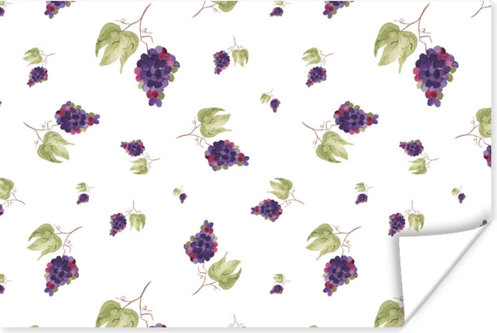 MuchoWow Poster Weintrauben - Lila - Weiß 120x80 cm - Bilder