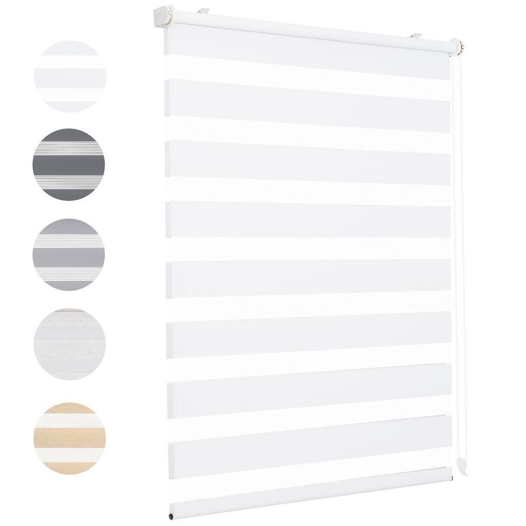 Doppelrollo 105x210cm Weiß Duo Rollo Klemmfix ohne Bohren Jalousie Rollos für Fenster und Tür