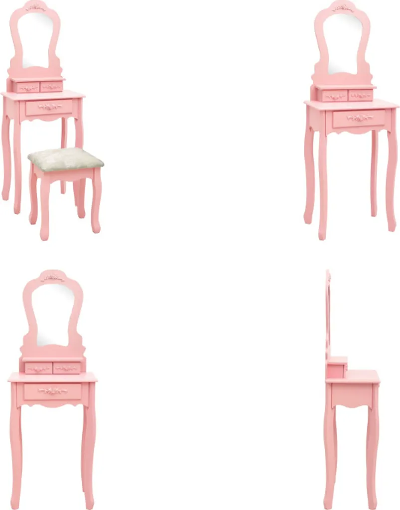 Set Toeletta vidaXL Rosa 50x59x136 cm - Mobile Trucco con Specchio