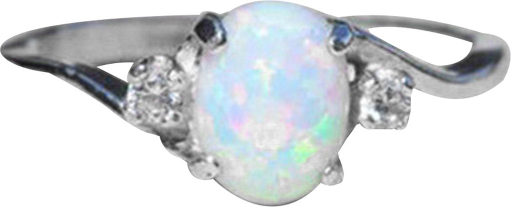Ring Glanz Faux Opal Strass eingelegt Kupfer Stilvoller Damenring zur Hochzeit-Weiß,US 7