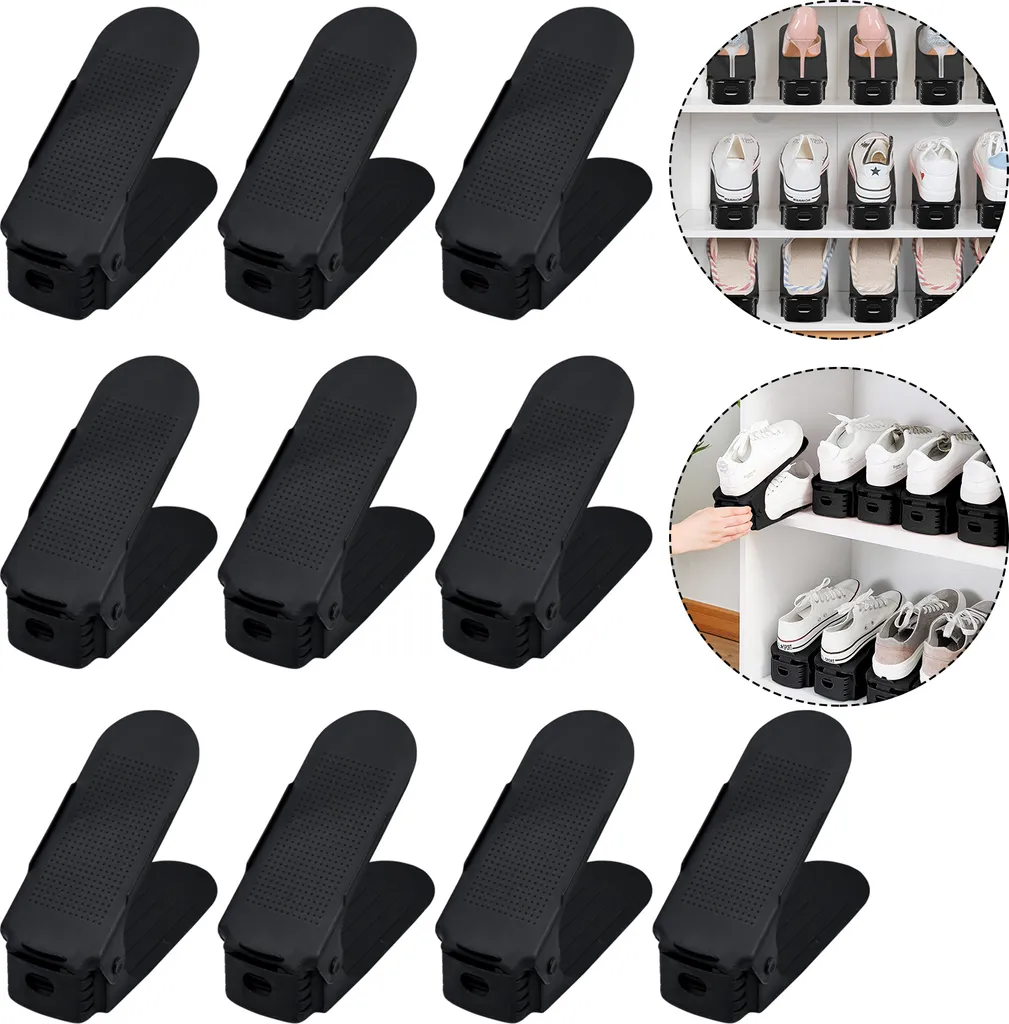 LARS360 Lot de 30 Organisateurs de Chaussures Réglables Noirs Gain de Place