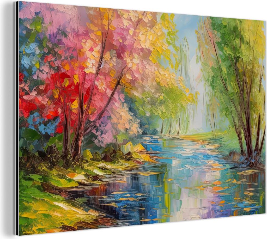 MuchoWow Wanddekoration Metall Metallbild Wandkunst 30x20 cm Ölfarbe - Landschaft - Natur - Farbenfroh MuchoWow Aluminium Gemälde - Aluminiumgem...