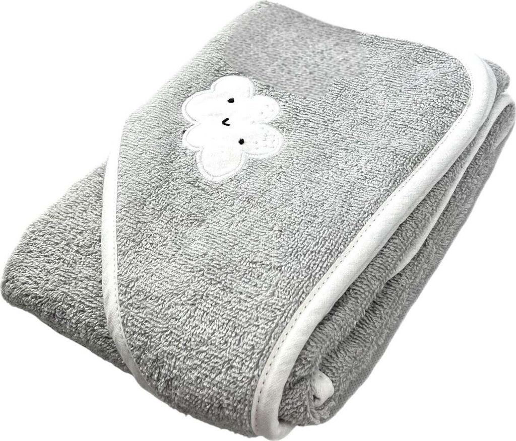 Baby Kapuzenbadetuch » Badetuch 75 x 75 cm » Kleinkind Bade Handtuch mit Kapuze » 100% reine Baumwolle: Grau Farbe: Grau