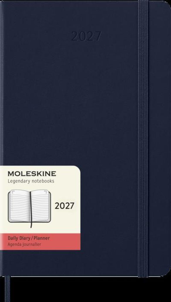 Moleskine 12 Monate Tageskalender 2027, Large/A5, 1 Tag = 1 Seite, Fester Einband, Saphir